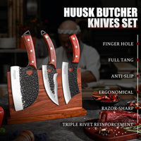 Huusk 3-Piece Serbian Style Chef Knife Set