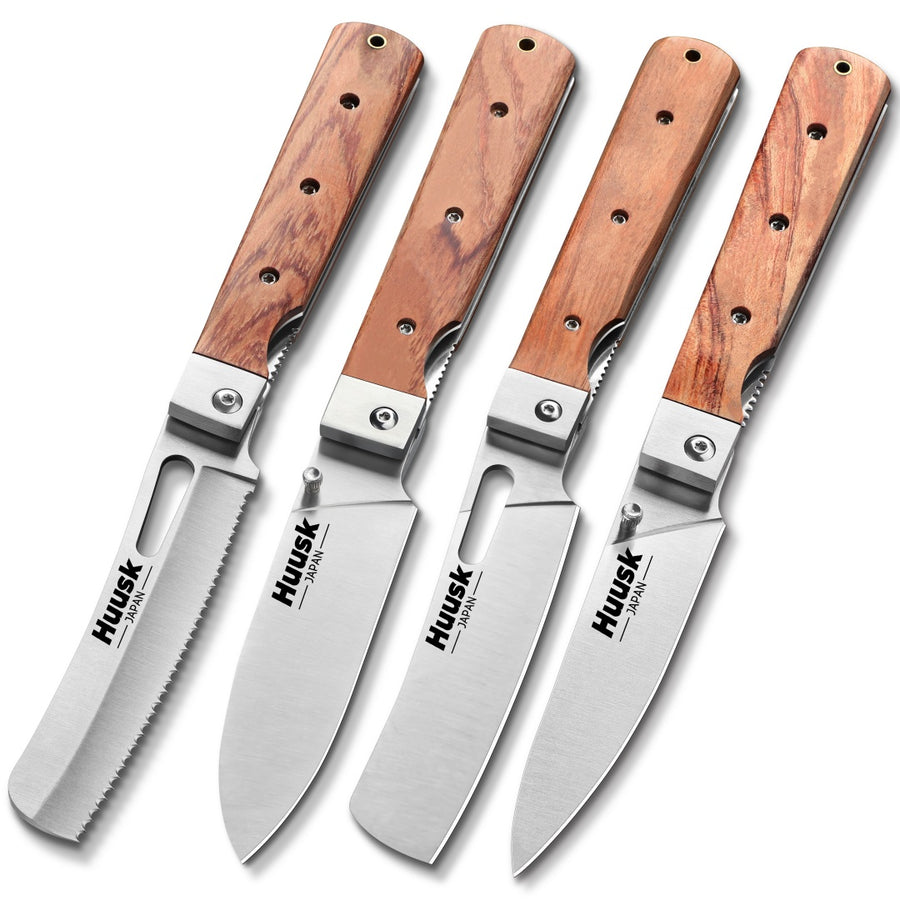 Huusk 4-Piece Folding Chef Knife Set