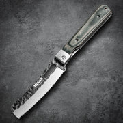 Huusk 4.14-Inch Green Wood Folding Serrated Knife