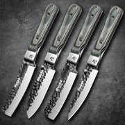 Huusk 4-Piece Green Wood Folding Knife Set