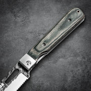 Huusk 4.14-Inch Green Wood Folding Serrated Knife