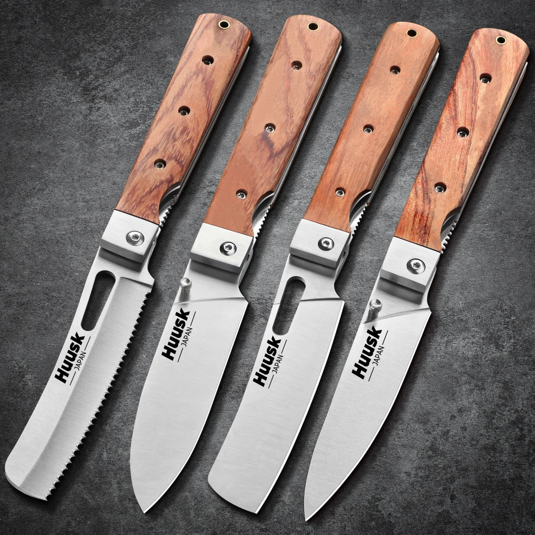Huusk 4-Piece Folding Chef Knife Set