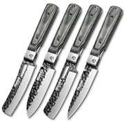 Huusk 4-Piece Green Wood Folding Knife Set