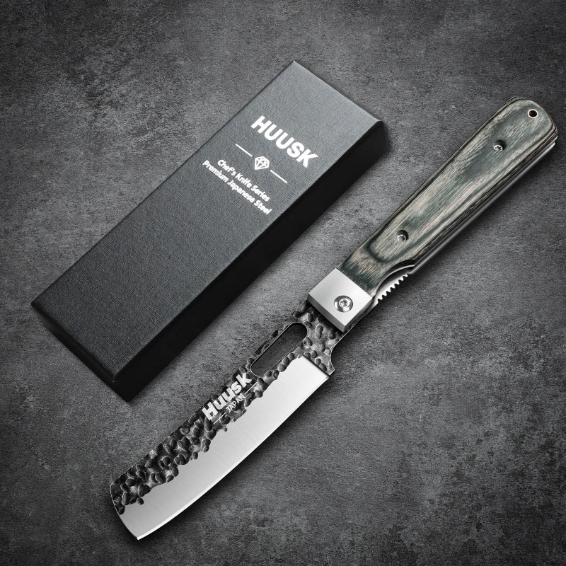 Huusk 4.33-Inch Green Wood Folding Chef Knife product photo 9