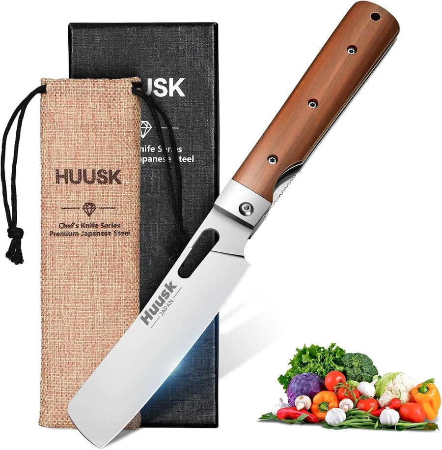 Huusk Folding Chef Knife - Natural Wood, 4.33 inch