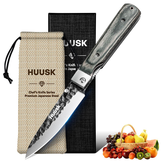 Huusk Folding Chef Knife - Green Wood, 3.94 inch