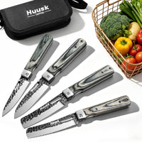 Huusk Folding Chef Knife - Green Wood, 4.37 inch