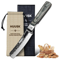 Huusk Folding Chef Knife - Green Wood, 4.14 inch