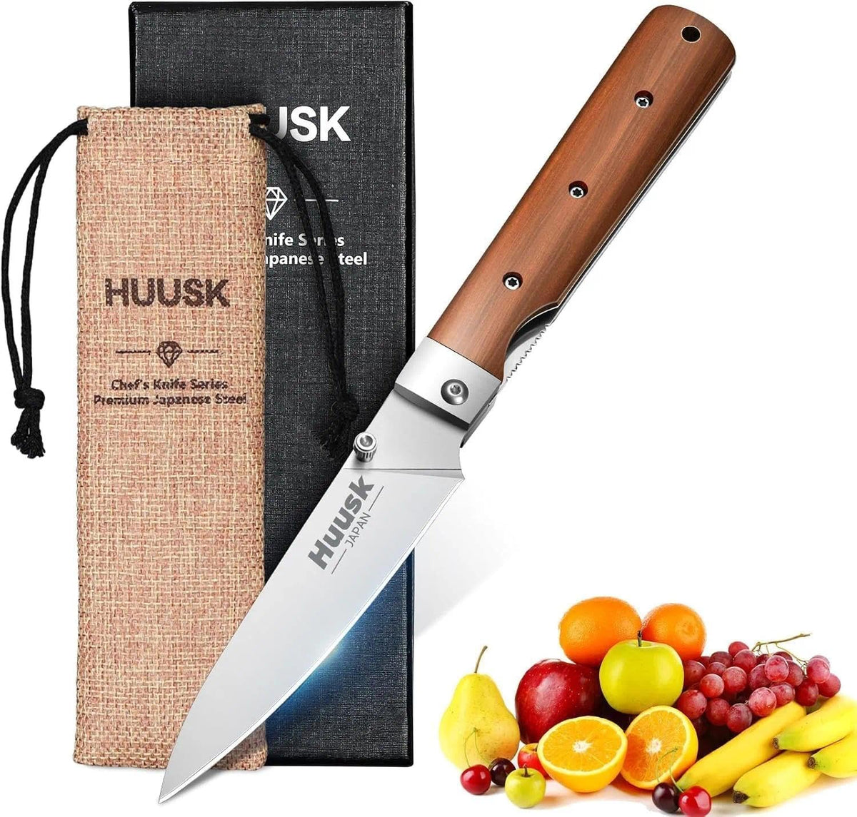 Huusk Folding Chef Knife - Natural Wood, 3.94 inch