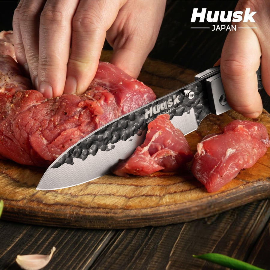 Huusk Folding Chef Knife - Green Wood, 4.26 inch