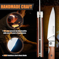 Huusk Folding Chef Knife - Natural Wood, 3.94 inch