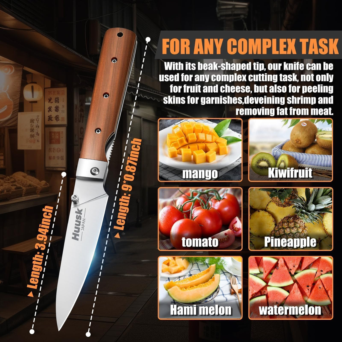 Huusk Folding Chef Knife - Natural Wood, 3.94 inch