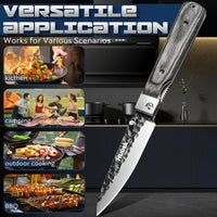 Huusk Folding Chef Knife - Green Wood, 3.94 inch