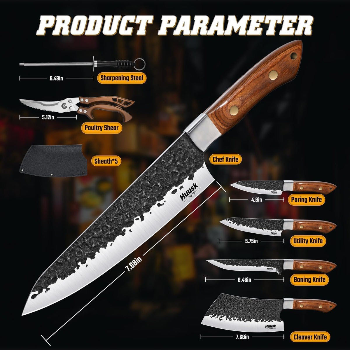 Huusk 7-Piece Japanese Style Knife Set
