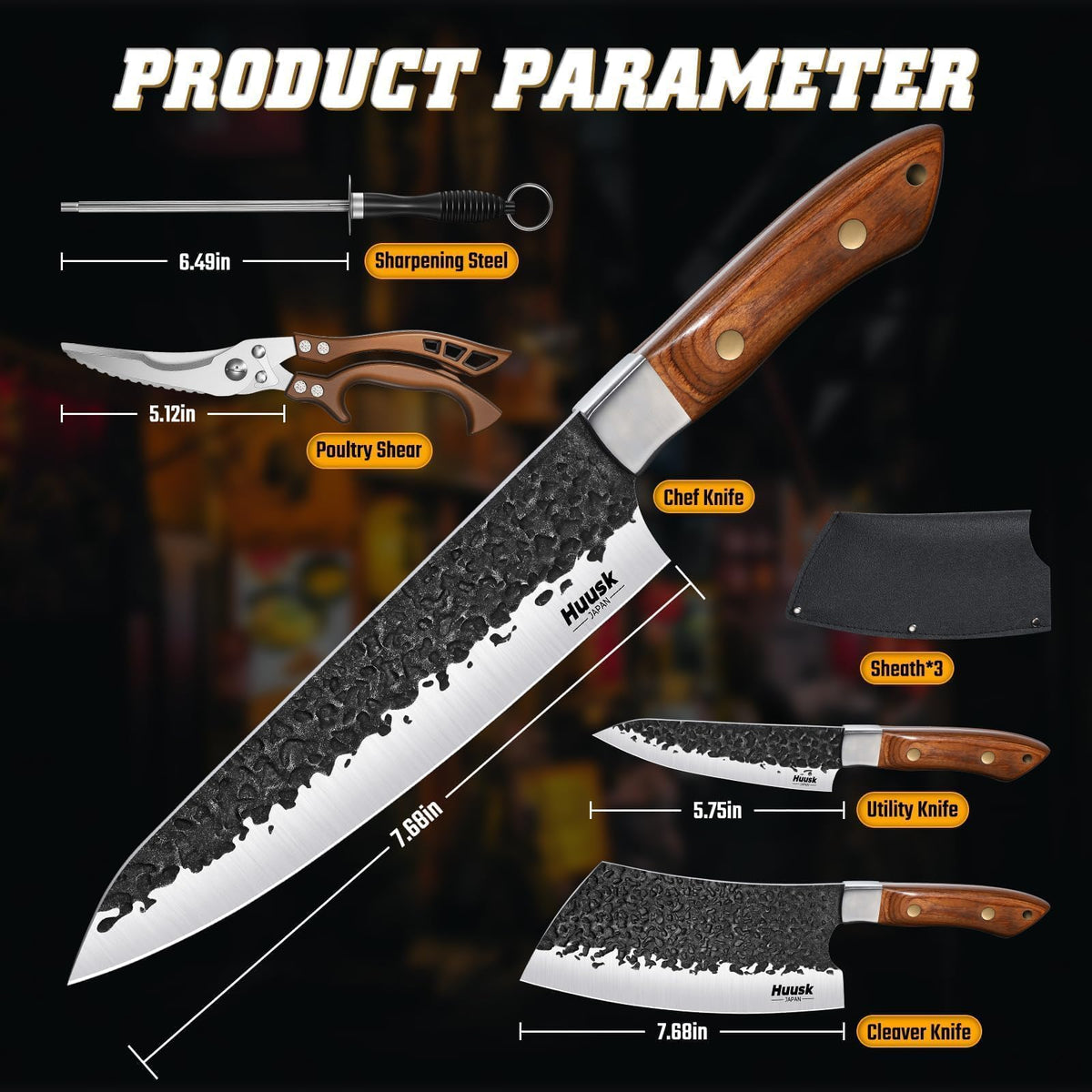 Huusk 5-Piece Japanese Style Knife Set