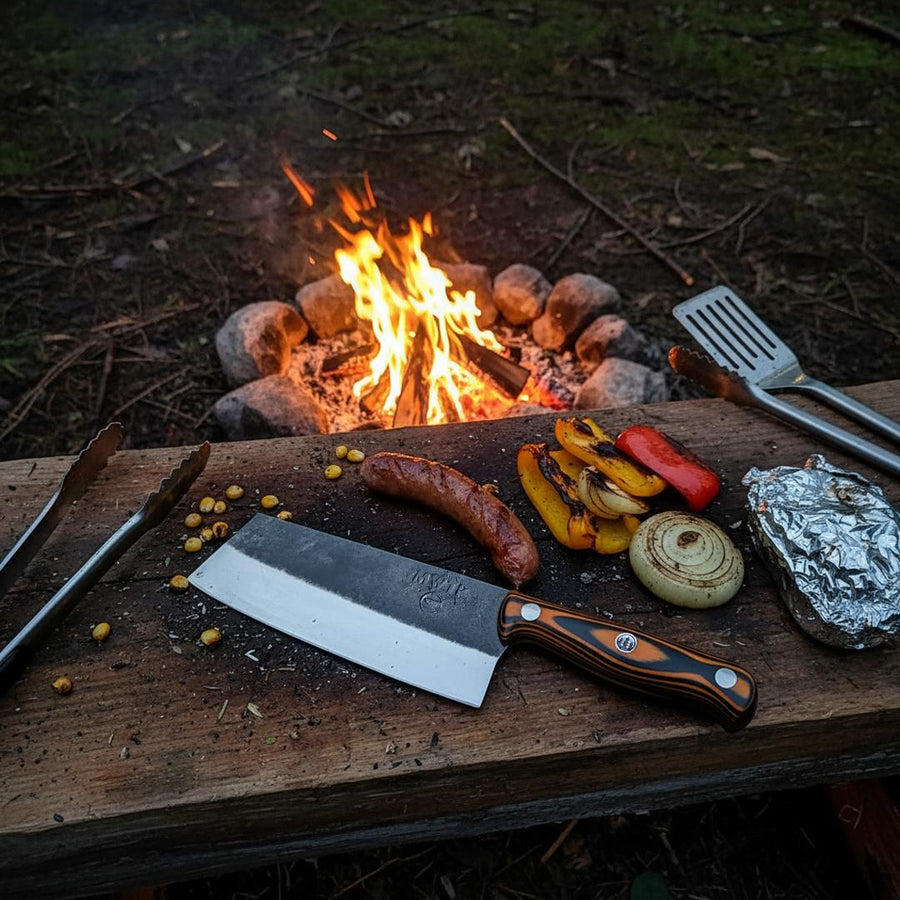 Huusk kitchen tools arranged on a prep table